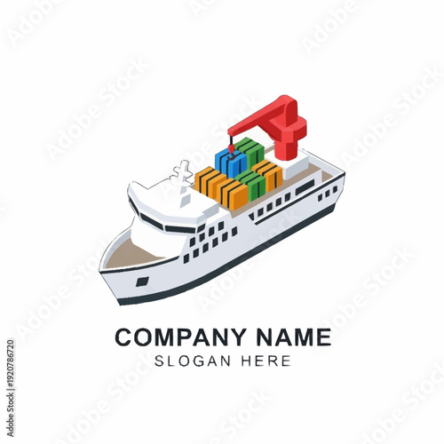 Cargo Ship with Containers Being Loaded by Crane.