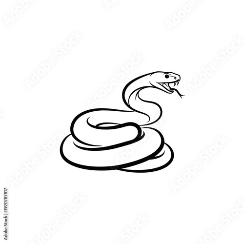 Black and White Snake Illustration.