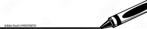 Single crayon drawing straight line for creativity concept and artistic education beginning – Black and White Vector Illustration