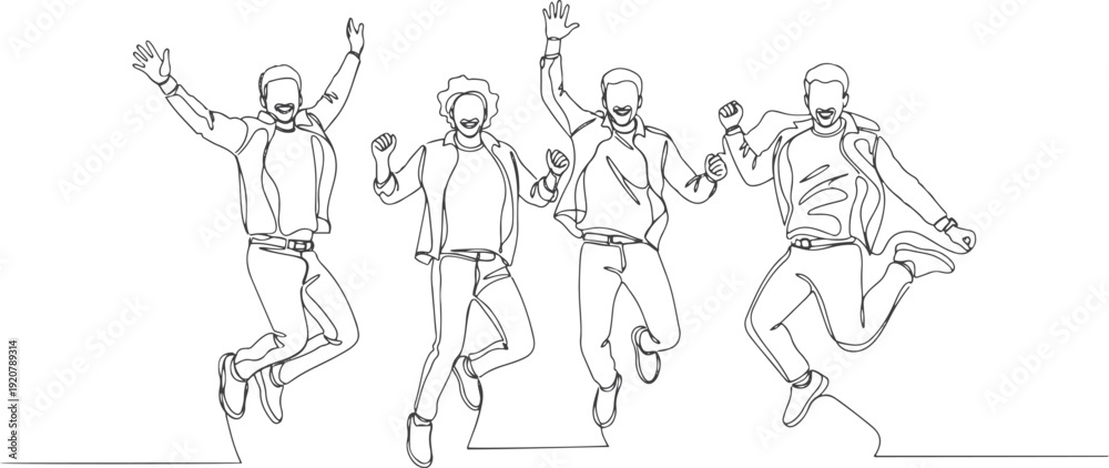 Obraz premium Happy People Jumping Success Illustration