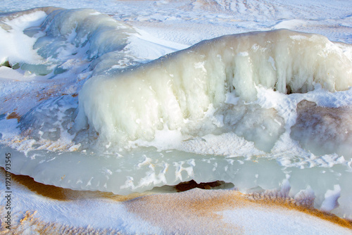 Winter coastal landscape of the frozen Baltic sea