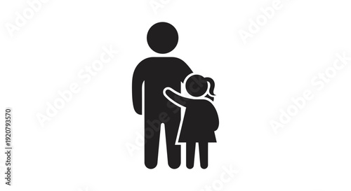 Father and little girl standing together.