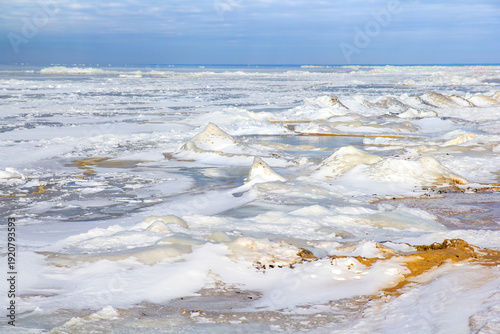Winter coastal landscape of the frozen Baltic sea