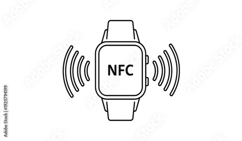 A smartwatch with nfc technology on a pure with signal waves