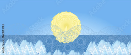 marine sunrise vector illustration