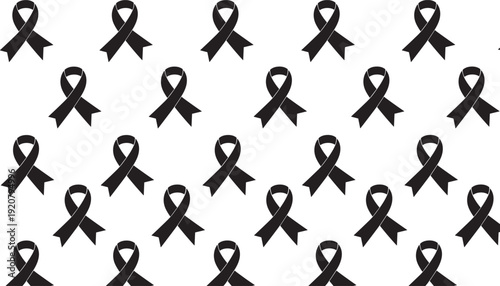 Awareness Ribbon Silhouette Set with Cancer Support Symbols, Healthcare Charity Icons, Memorial Ribbons, Social Cause Signs, Medical Hope and Solidarity Design