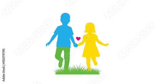 Boy and girl holding hands together.