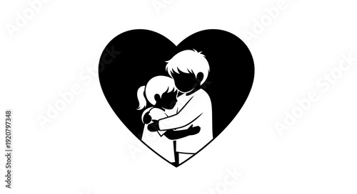 Mother Hugging Little Child Love.