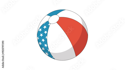 A patriotic beach ball icon with American flag colors and stars