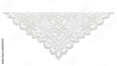 Intricate white lace doily isolated on transparent background