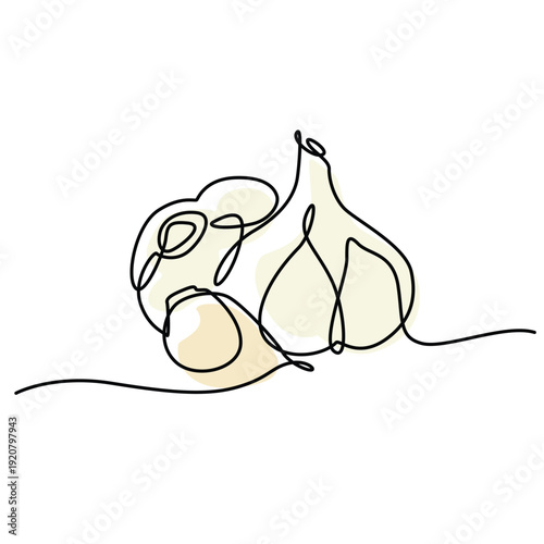Garlic one line drawing. Garlic single line illustration. Garlic minimalist line art. Garlic vector art