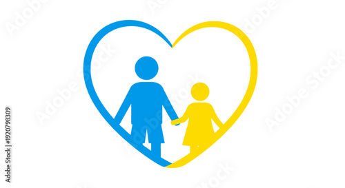 Family love heart symbol icon.