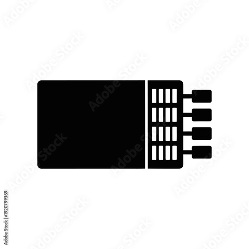 USB Flash Drive Icon in Black on White Background