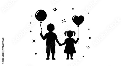 Silhouette of a boy and girl.