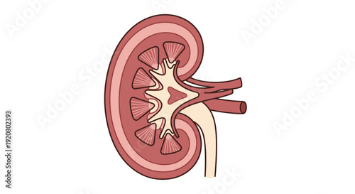 World Kidney Day illustration showing a detailed anatomical view of the human kidney structure