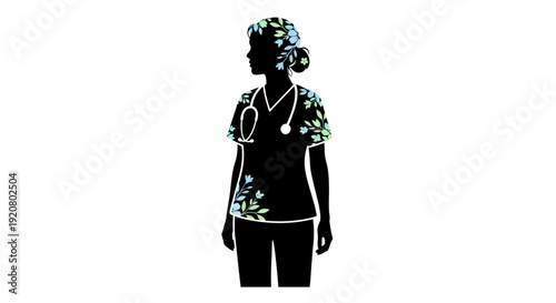 Female Nurse Wearing Medical Uniform.