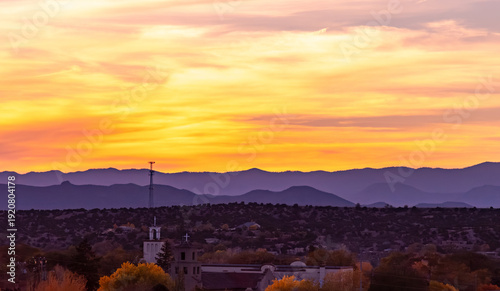 Εκτύπωση καμβά Sante Fe Skyline at sunset