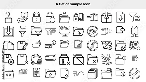 High-quality vector icon set featuring 40 minimalist line symbols in black and white, perfect for web design, mobile apps, and user interface projects with clean, scalable graphics.