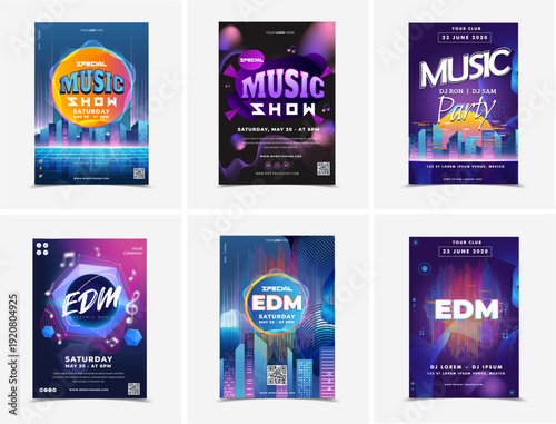 EDM Music Show Poster Template Set