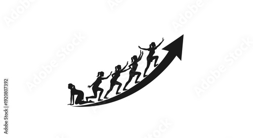 People climbing up arrow graph.