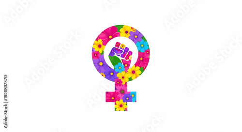 Colorful Female Symbol with Puzzle Pieces.