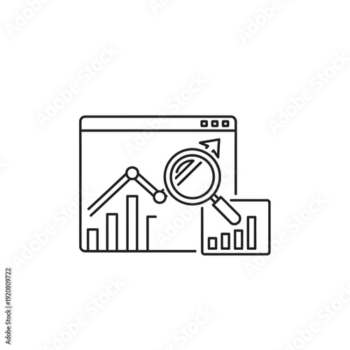 Analytics and Data Analysis Concept with Graphs and Magnifying Glass for Business Insights