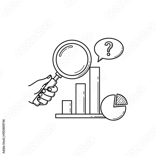 Analyzing Data and Market Trends with Magnifying Glass and Charts