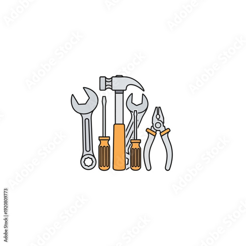 Assorted Hand Tools for Home Repairs and Mechanical Work in Workshop Environment
