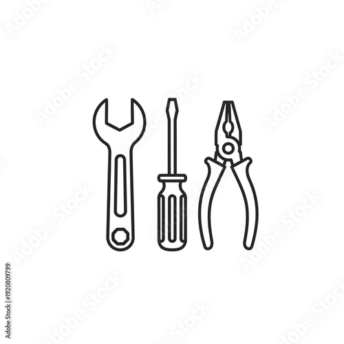 Assorted Hand Tools Including Wrench, Screwdriver, and Pliers for DIY and Repair Tasks