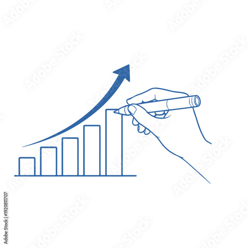 hand draws a rising graph illustration vector icon Vector illustration on a white background