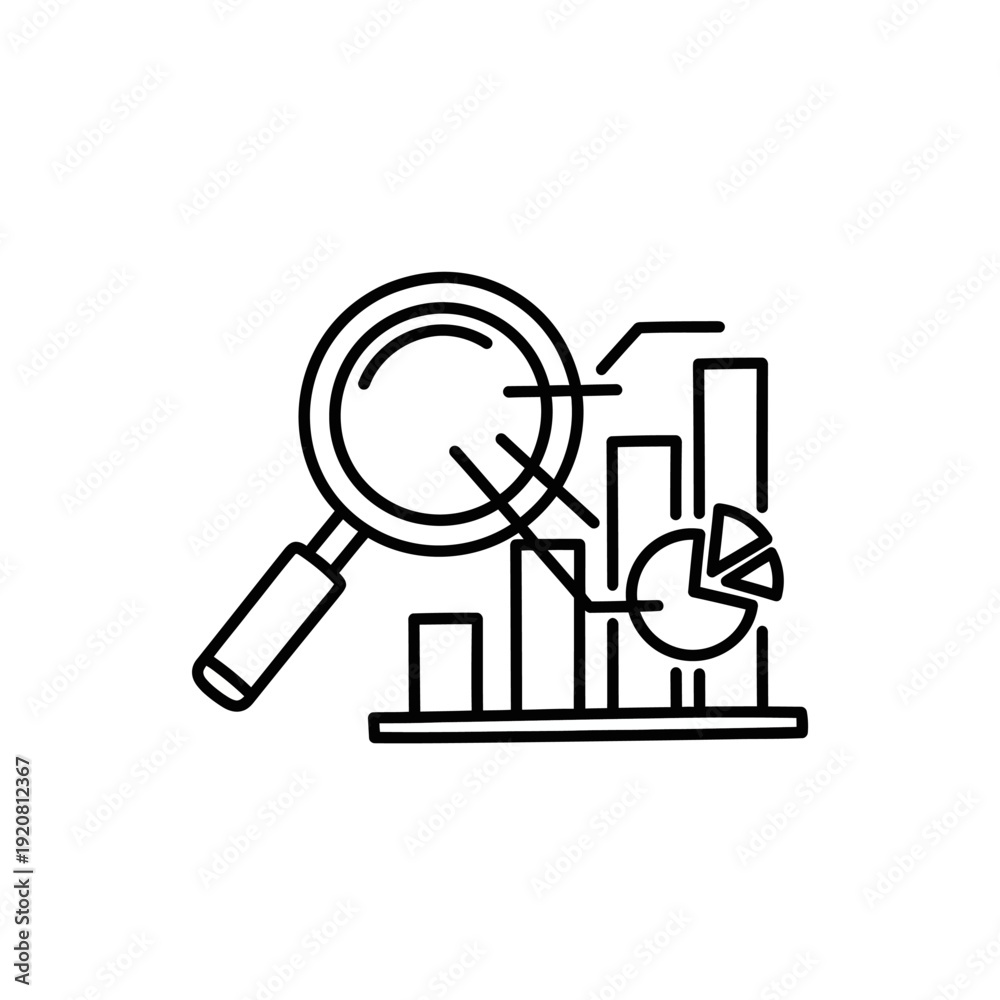 Fototapeta premium Business Data Analysis with Magnifying Glass and Graphs for Strategic Insights