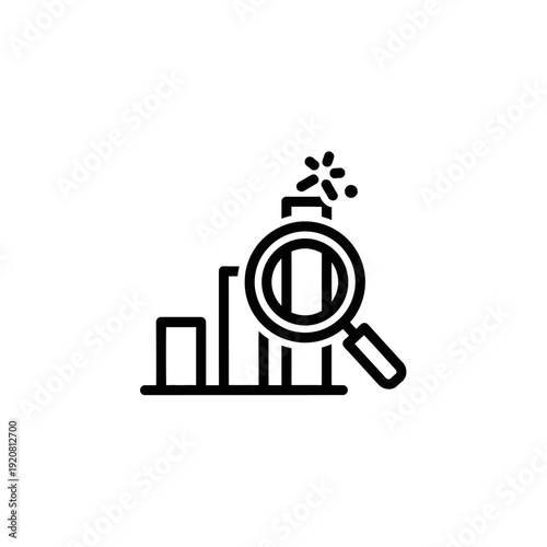 Business Growth Analysis with Magnifying Glass and Graphs for Stock Market Insights
