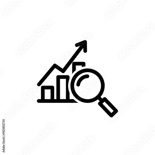Business Growth Analysis with Magnifying Glass and Increasing Chart Illustration