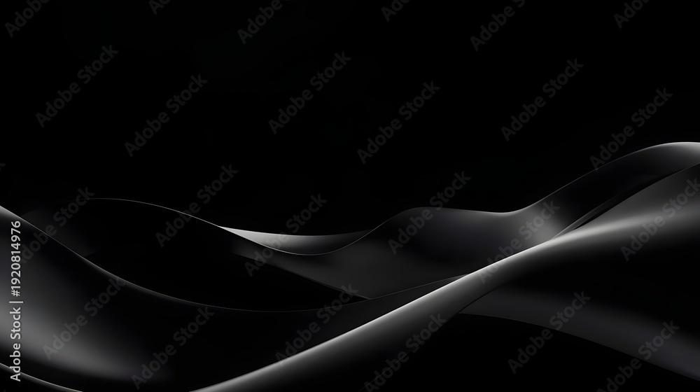 Fototapeta premium Abstract Black Flowing Forms: An artistic display of fluid, undulating shapes in varying shades of black, evoking a sense of depth and mystery.