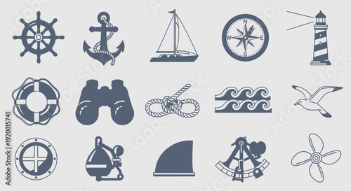 Nautical and Travel Icons Set for Design and Navigation.