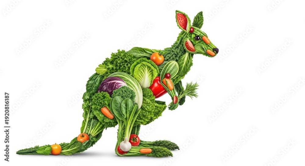 Fototapeta premium Kangaroo made of fresh vegetables
