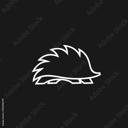 Minimalist Hedgehog Line Art Vector Icon Logo Illustration on Black Background