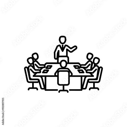 Business Meeting Conference Room with Presenter and Attendees