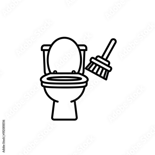 Clean Toilet with Bathroom Cleaning Brush for Hygiene and Maintenance
