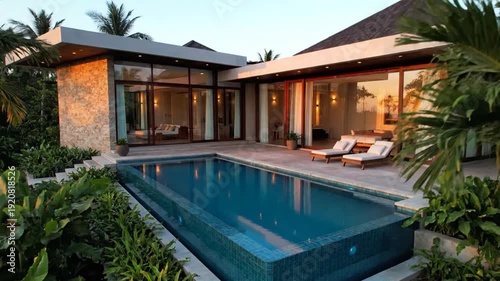 Wallpaper Mural Modern house with swimming pool and garden. Torontodigital.ca