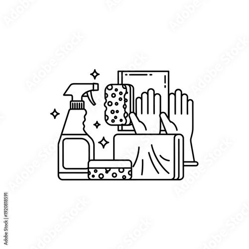 Cleaning and Disinfecting Hands with Sponge and Spray Bottle for Hygiene