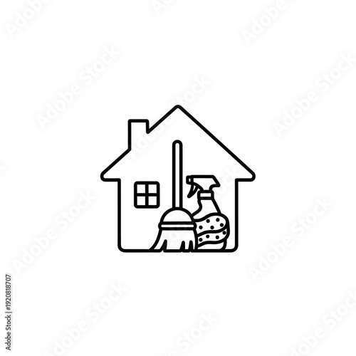 Cleaning and Maintenance Tools Inside a House Cleaning Scene