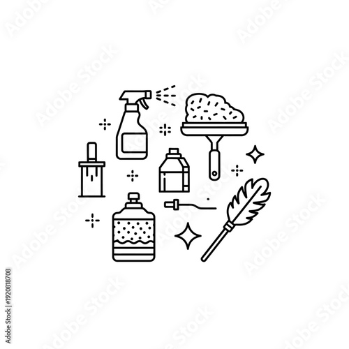Cleaning and Maintenance Supplies Illustration for Household Cleaning Tasks