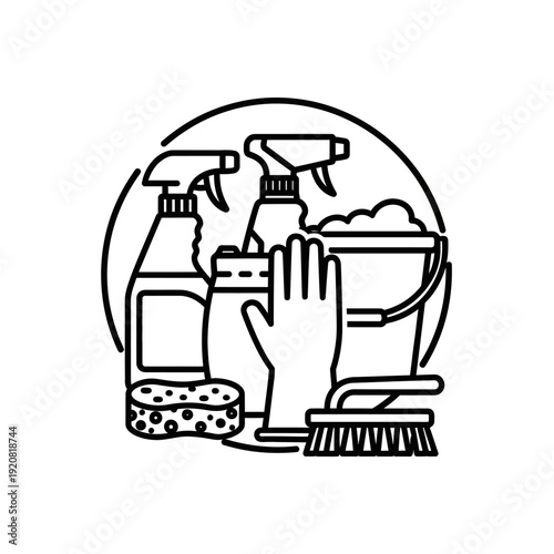 Cleaning and Maintenance Equipment Illustration for Household and Commercial Use