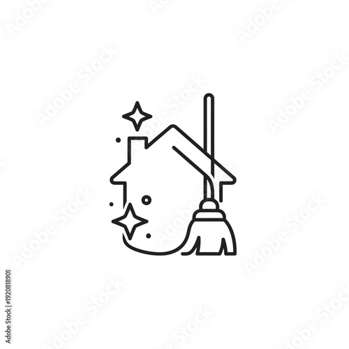 Cleaning House with Broom and Dustpan - Domestic Chore or Home Maintenance