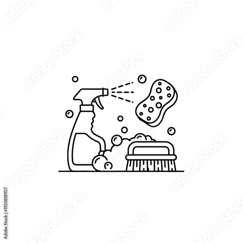 Cleaning Sponge and Spray Bottle for Household Scrubbing and Disinfection