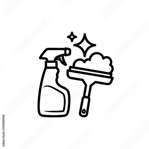 Cleaning Spray and Brush for Household Surface Maintenance in a Minimalist Style