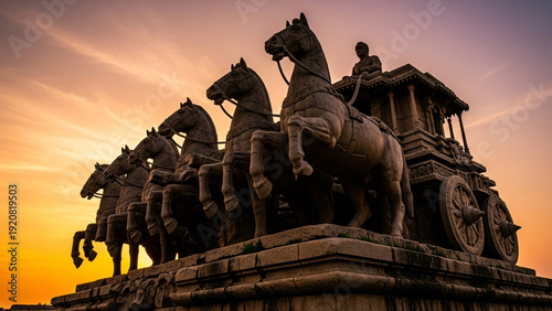 Ancient Sun Temple Konark Horse Chariot Sculpture.