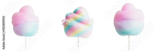 Konstfotografi Set of Cotton Candy Clipart - Colorful Pink and Blue Fairy Floss Dessert PNG