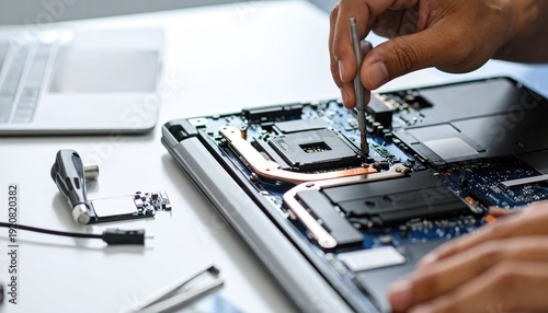 Repairing Laptop Computer with Screwdriver